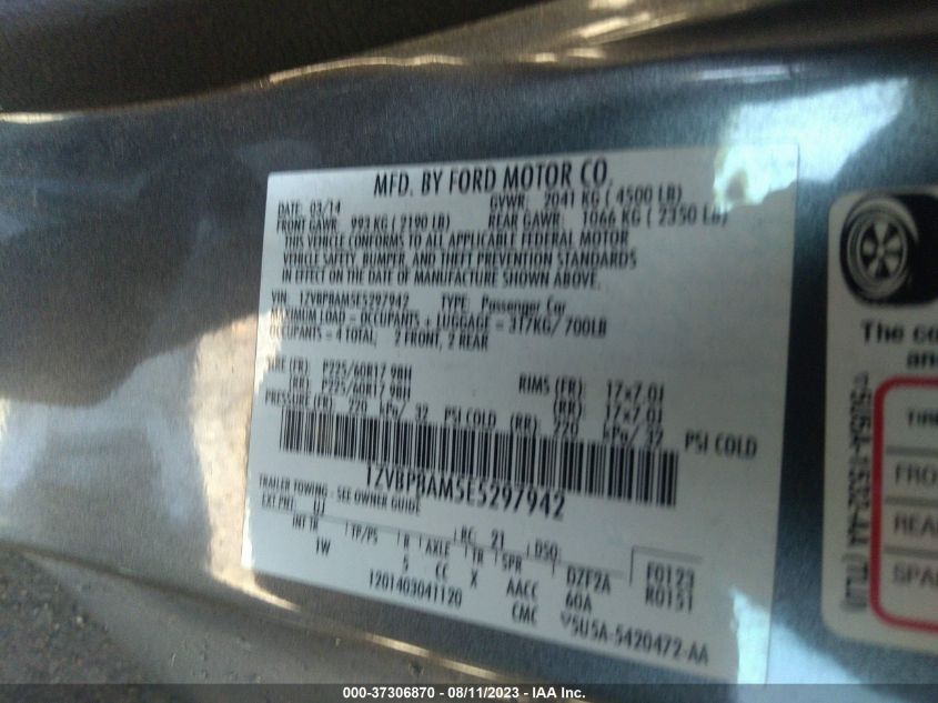 2014 FORD MUSTANG V6 - 1ZVBP8AM5E5297942