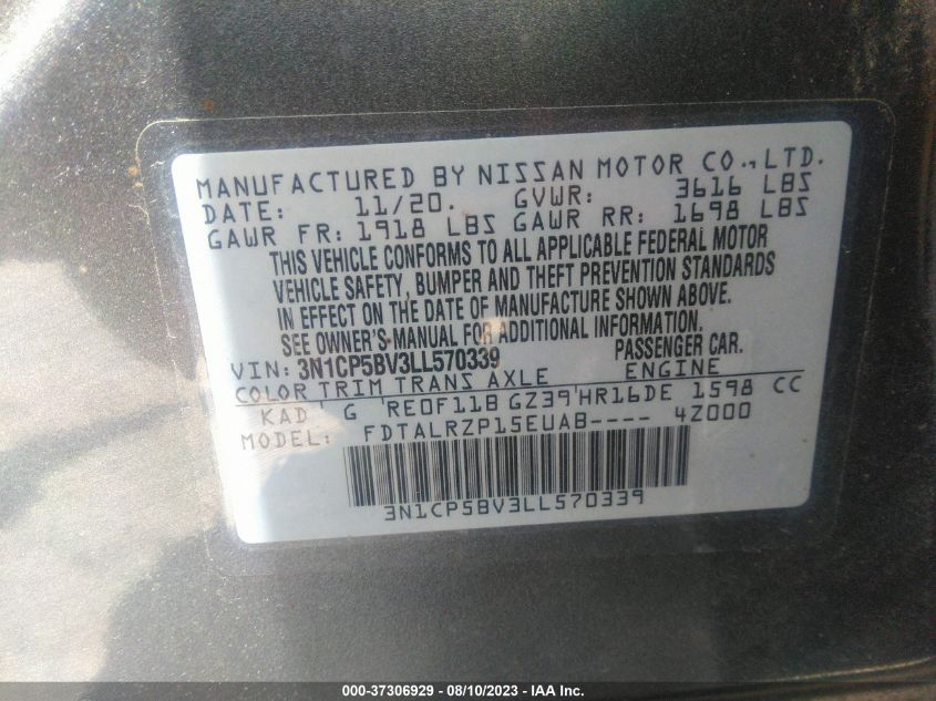 2020 NISSAN KICKS S - 3N1CP5BV3LL570339