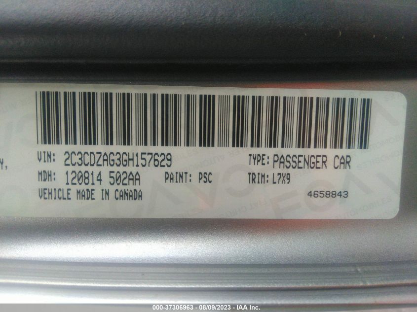 2016 DODGE CHALLENGER SXT - 2C3CDZAG3GH157629
