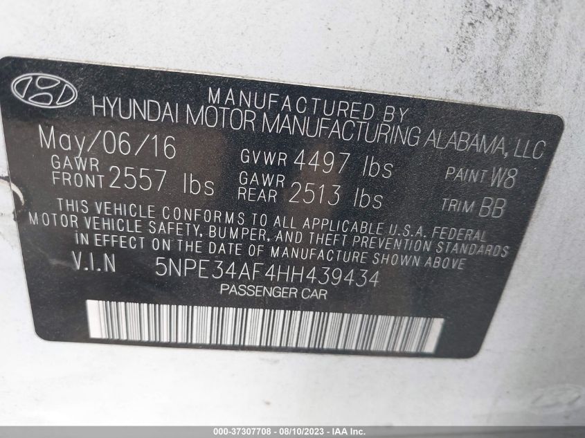 2017 HYUNDAI SONATA SPORT - 5NPE34AF4HH439434