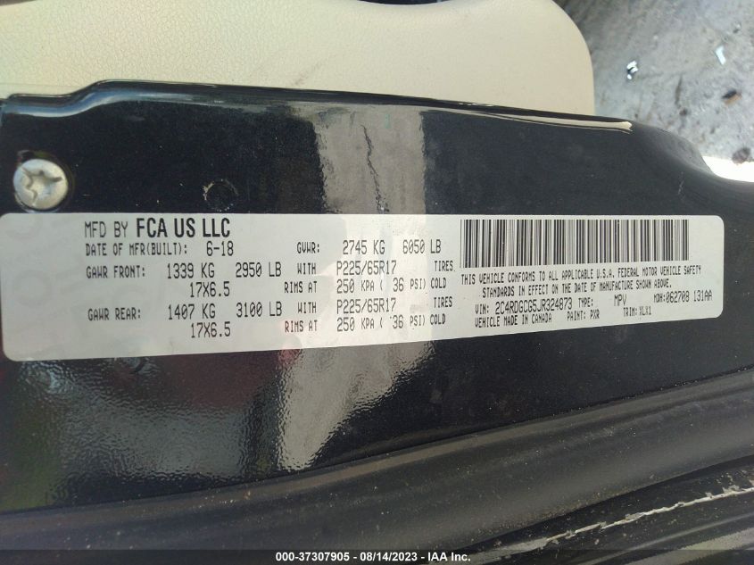 2018 DODGE GRAND CARAVAN SXT - 2C4RDGCG5JR324873