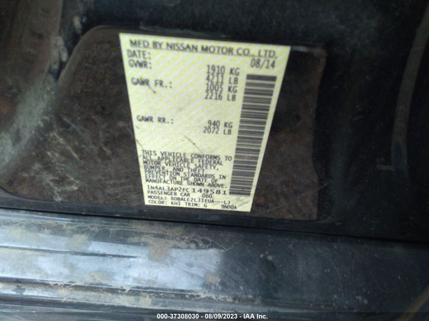 2015 NISSAN ALTIMA 2.5 S - 1N4AL3AP2FC149581