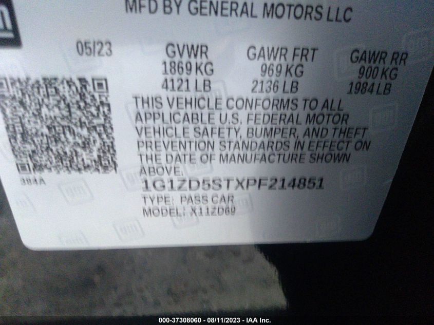 2023 CHEVROLET MALIBU LT - 1G1ZD5STXPF214851