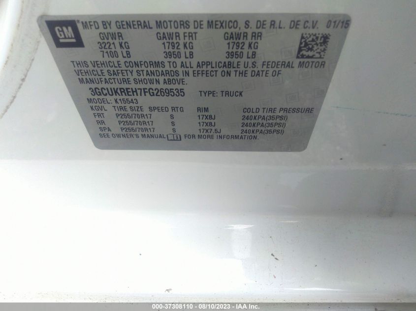 2015 CHEVROLET SILVERADO 1500 LT - 3GCUKREH7FG269535