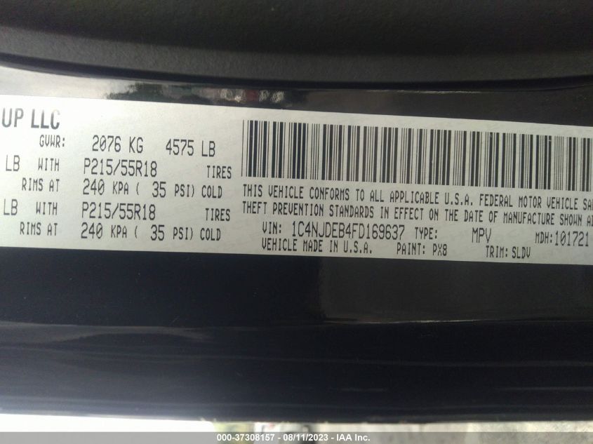 2015 JEEP COMPASS LATITUDE - 1C4NJDEB4FD169637