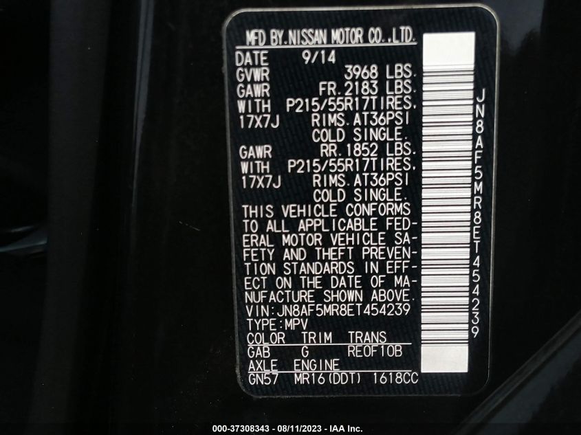 2014 NISSAN JUKE S - JN8AF5MR8ET454239