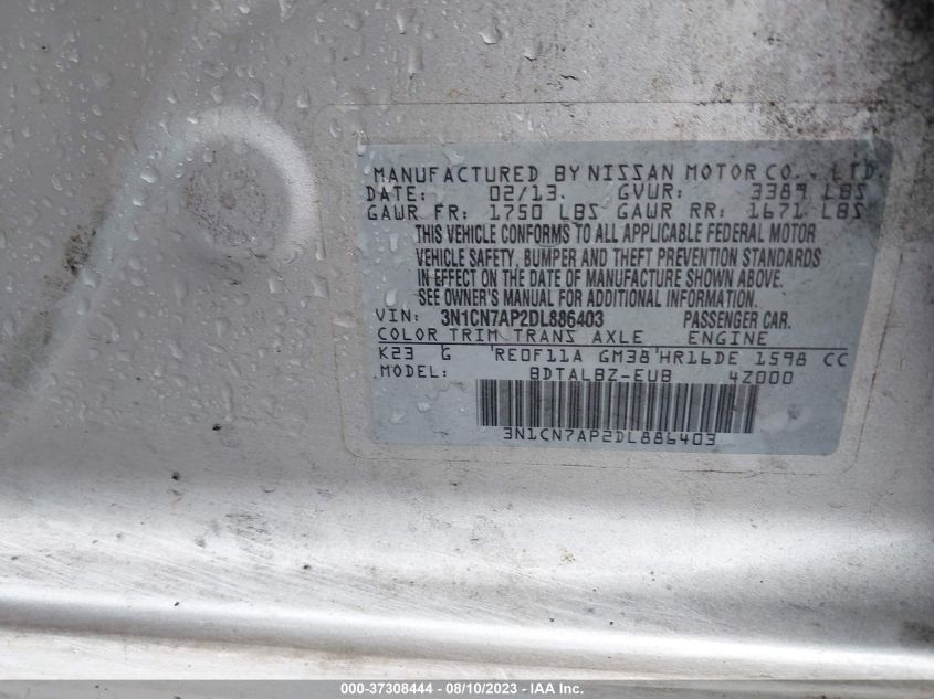 2013 NISSAN VERSA SV - 3N1CN7AP2DL886403