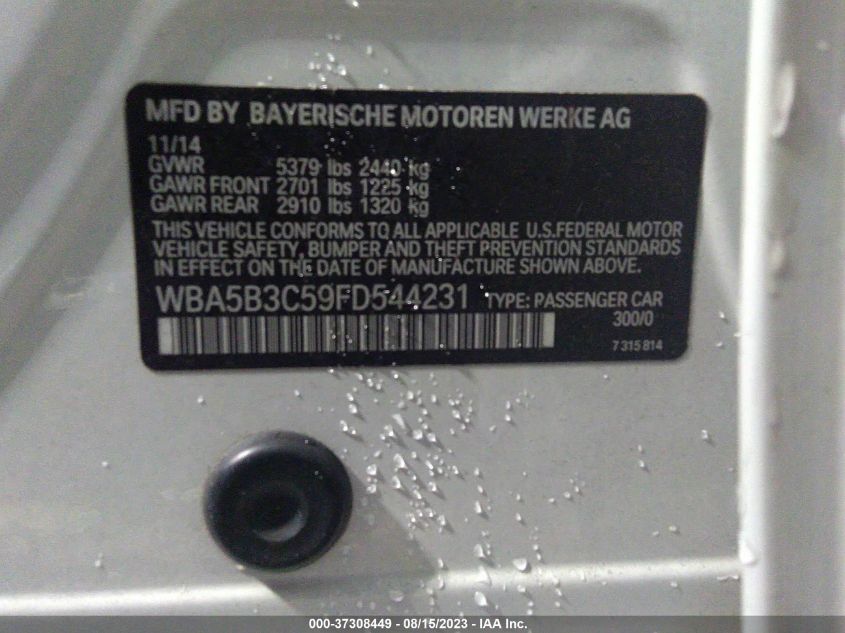 2015 BMW 5 SERIES 535I XDRIVE - WBA5B3C59FD544231