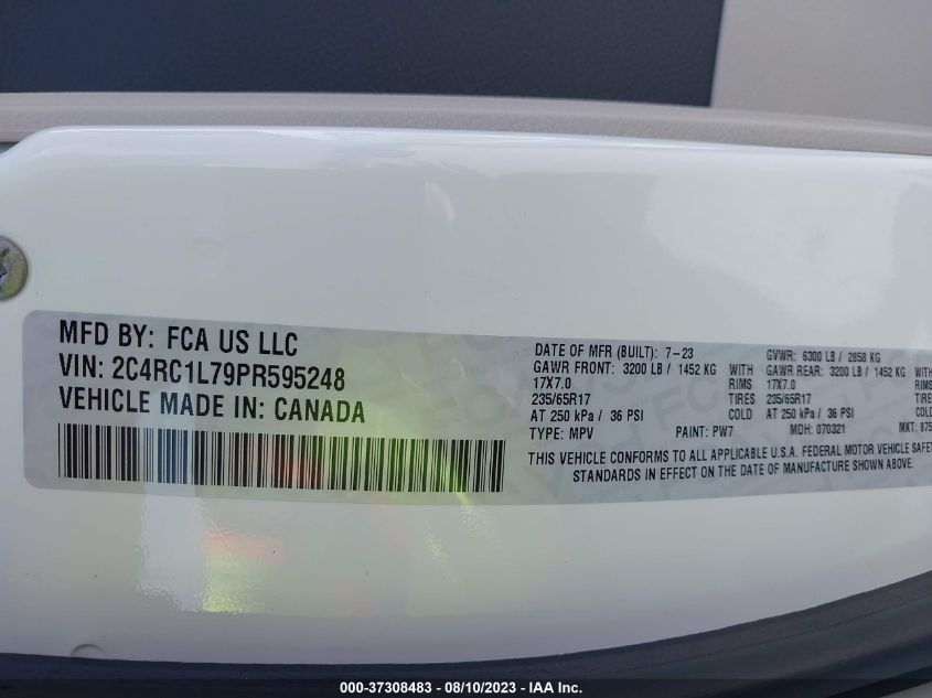 2023 CHRYSLER PACIFICA - 2C4RC1L79PR595248