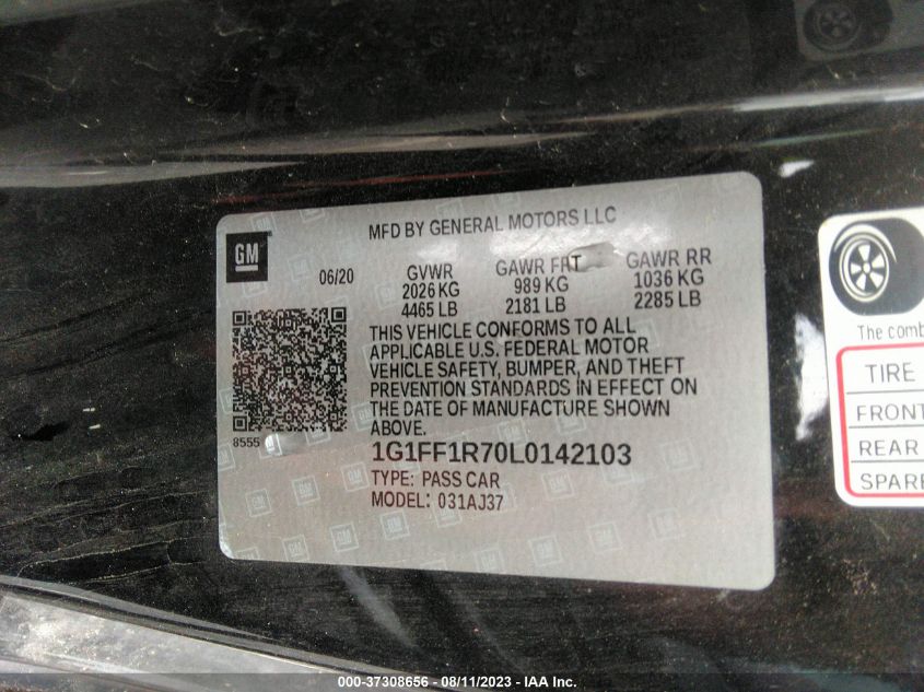 2020 CHEVROLET CAMARO LT1 - 1G1FF1R70L0142103