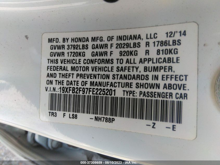 2015 HONDA CIVIC SEDAN EX-L - 19XFB2F97FE225201