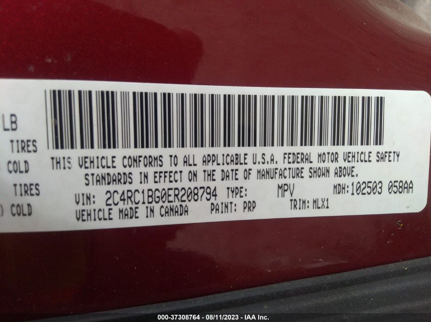 2014 CHRYSLER TOWN & COUNTRY TOURING - 2C4RC1BG0ER208794
