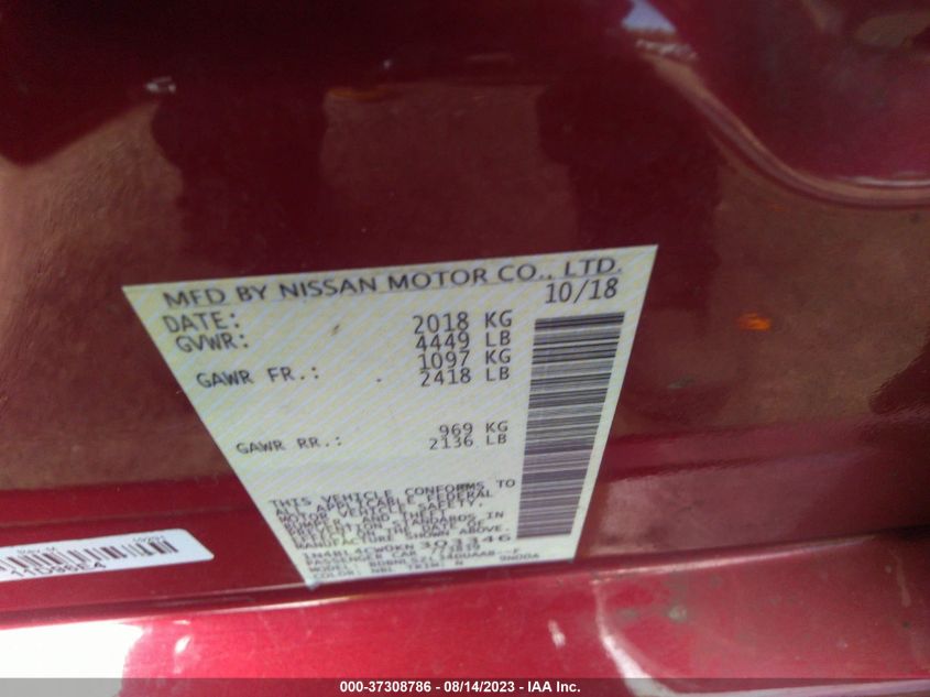 2019 NISSAN ALTIMA 2.5 SR - 1N4BL4CW0KN303346