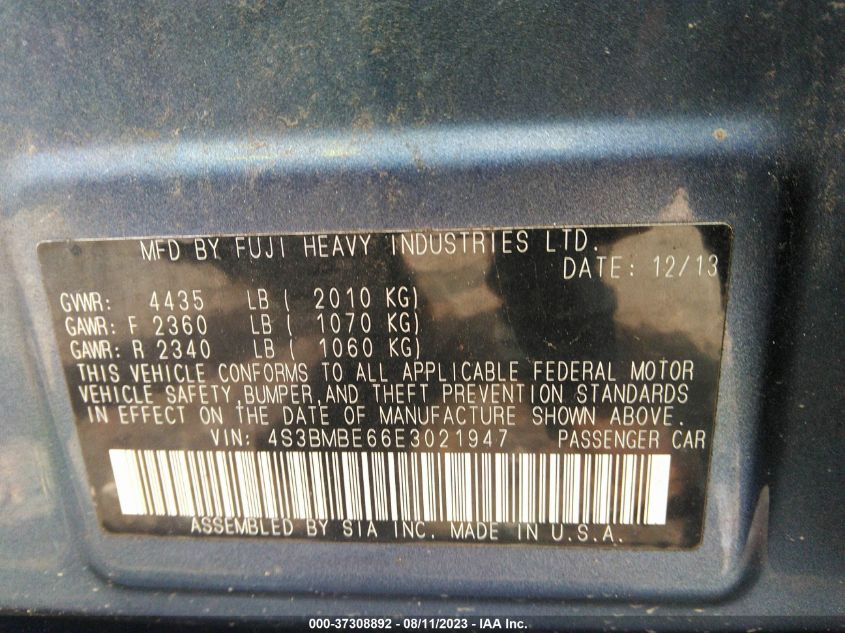 2014 SUBARU LEGACY 2.5I PREMIUM - 4S3BMBE66E3021947