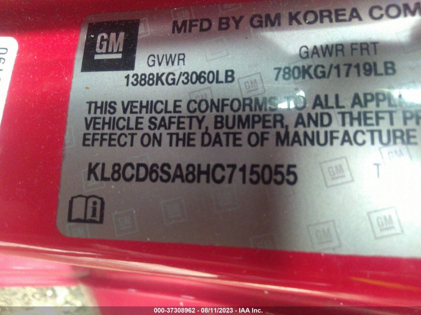 2017 CHEVROLET SPARK LT - KL8CD6SA8HC715055