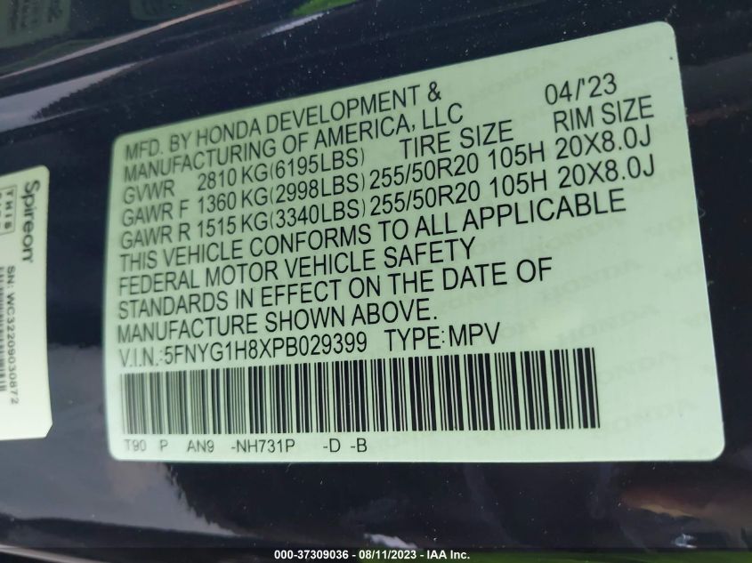 2023 HONDA PILOT ELITE - 5FNYG1H8XPB029399