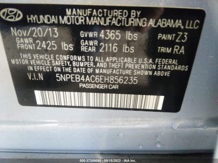 2014 HYUNDAI SONATA GLS - 5NPEB4AC6EH856235