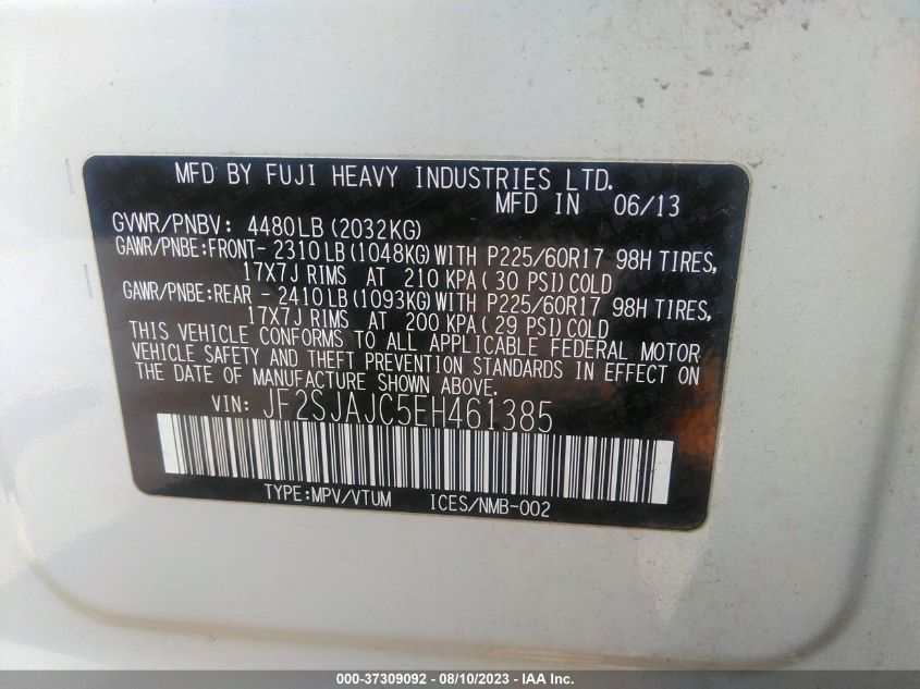 2014 SUBARU FORESTER 2.5I LIMITED - JF2SJAJC5EH461385