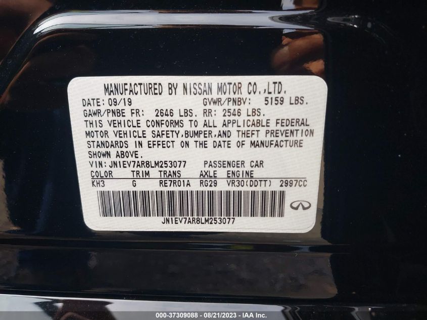 2020 INFINITI Q50 3.0T LUXE - JN1EV7AR8LM253077