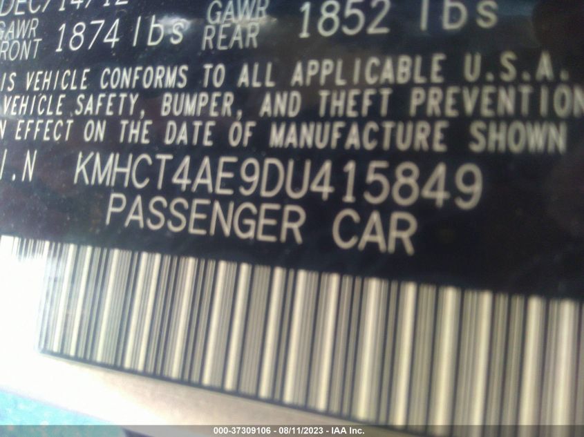 2013 HYUNDAI ACCENT GLS - KMHCT4AE9DU415849