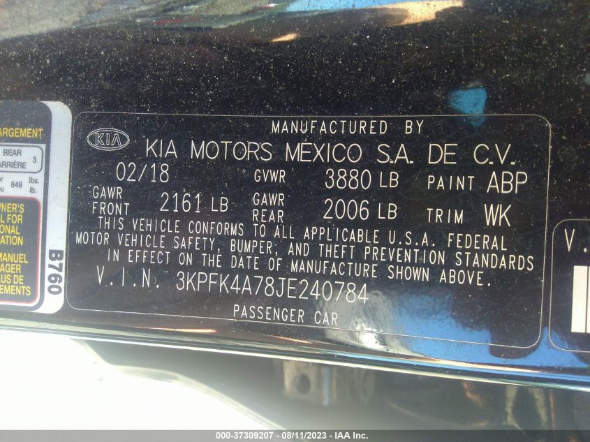 2018 KIA FORTE LX - 3KPFK4A78JE240784
