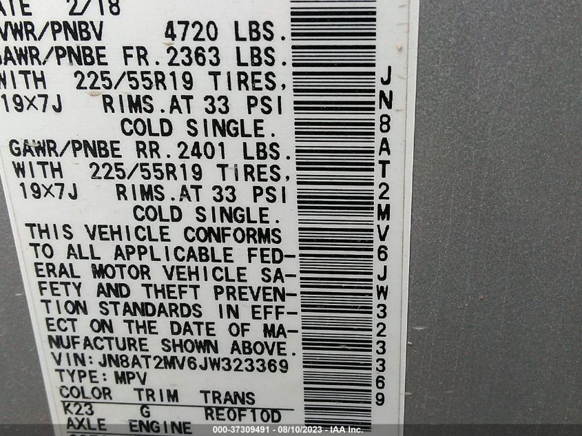 2018 NISSAN ROGUE SL - JN8AT2MV6JW323369