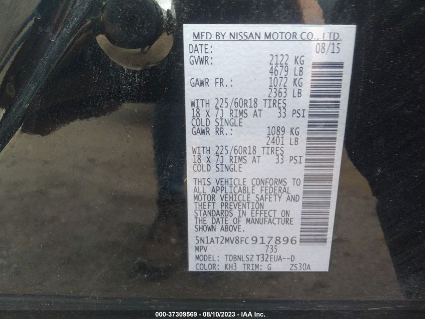 2015 NISSAN ROGUE SL - 5N1AT2MV8FC917896