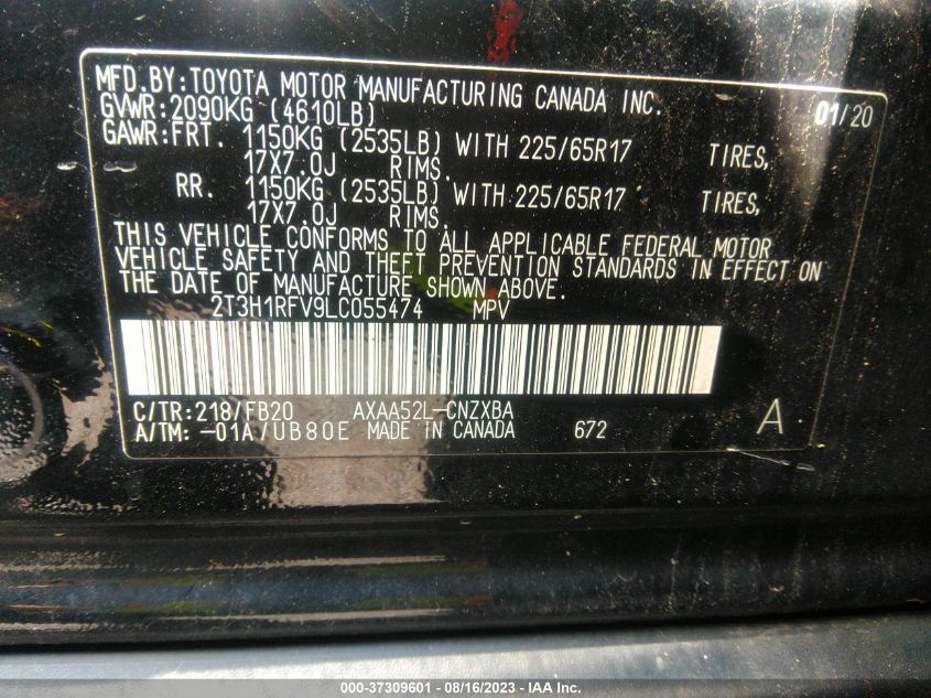 2020 TOYOTA RAV4 LE - 2T3H1RFV9LC055474