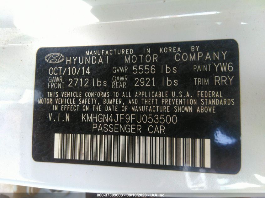 2015 HYUNDAI GENESIS 5.0L - KMHGN4JF9FU053500