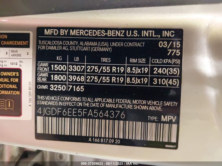 2015 MERCEDES-BENZ GL-CLASS GL 450 - 4JGDF6EE5FA564376