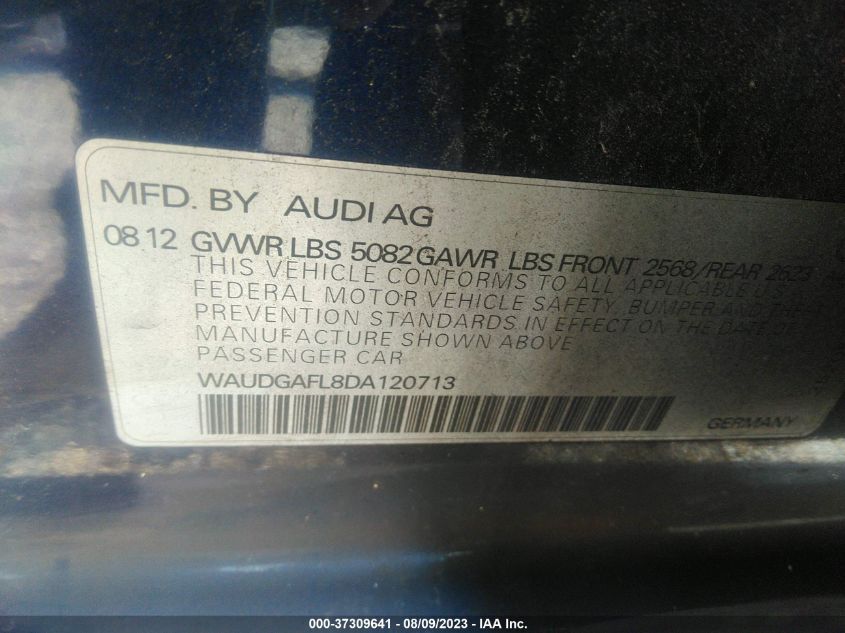 2013 AUDI S4 PREMIUM PLUS WAUDGAFL8DA120713