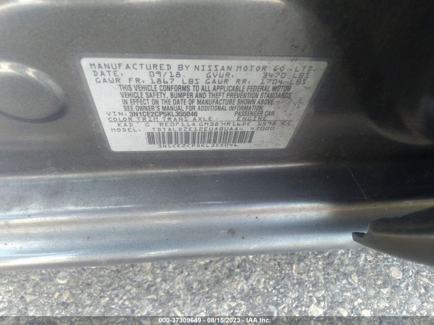 2019 NISSAN VERSA NOTE S/SR/SV - 3N1CE2CP5KL355046