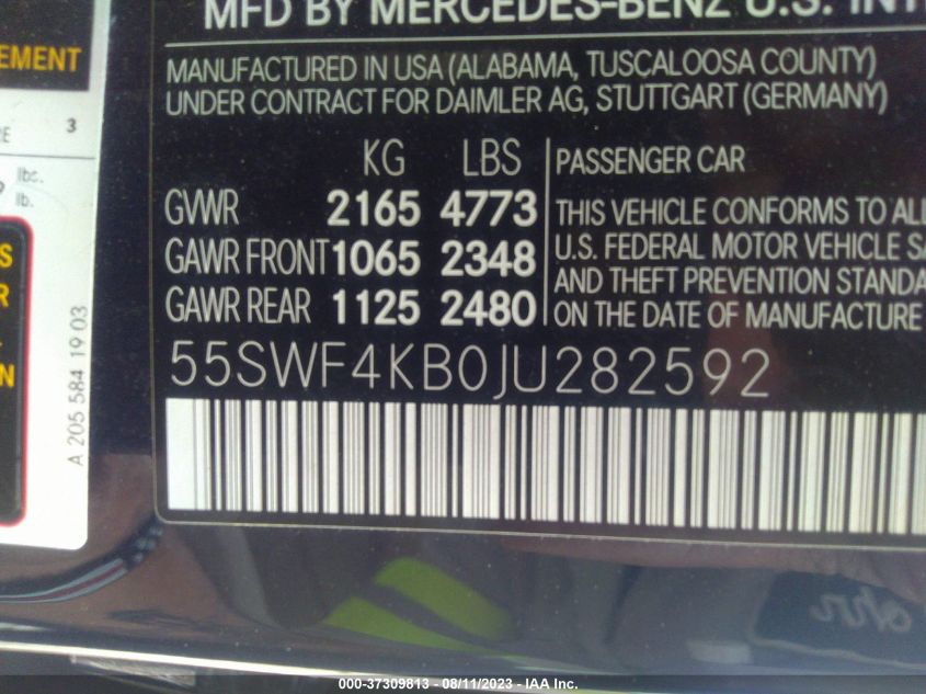 2018 MERCEDES-BENZ C-CLASS C 300 - 55SWF4KB0JU282592