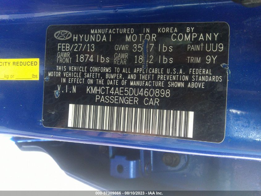 2013 HYUNDAI ACCENT GLS - KMHCT4AE5DU460898