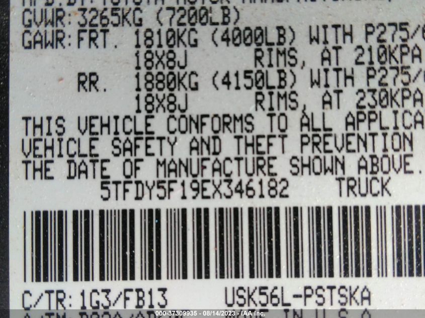 2014 TOYOTA TUNDRA 4WD TRUCK SR5 5TFDY5F19EX346182