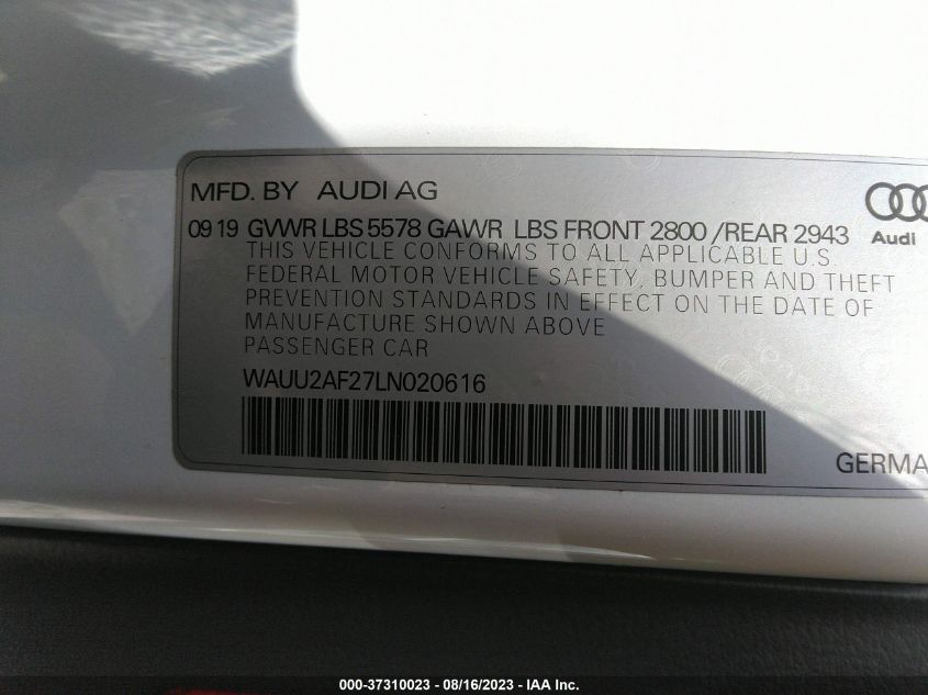 2020 AUDI A7 PREMIUM PLUS - WAUU2AF27LN020616