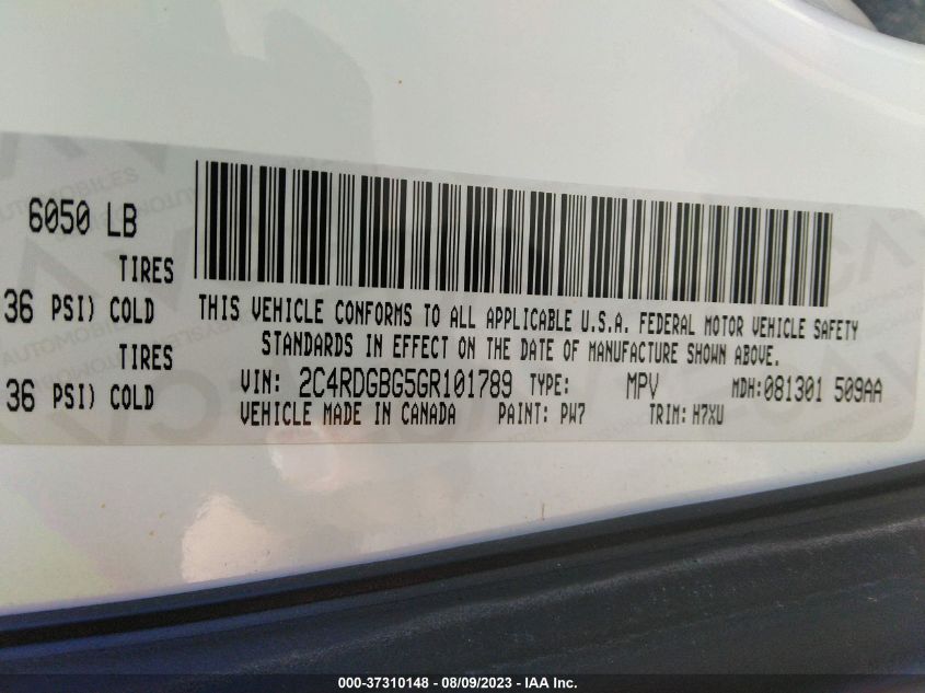 2016 DODGE GRAND CARAVAN SE - 2C4RDGBG5GR101789