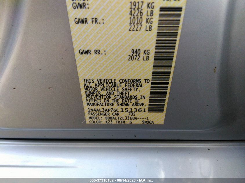 2016 NISSAN ALTIMA 2.5 SL - 1N4AL3AP7GC151361