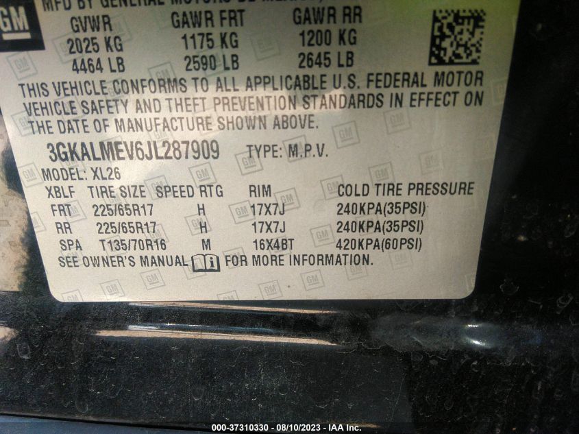 2018 GMC TERRAIN SLE - 3GKALMEV6JL287909