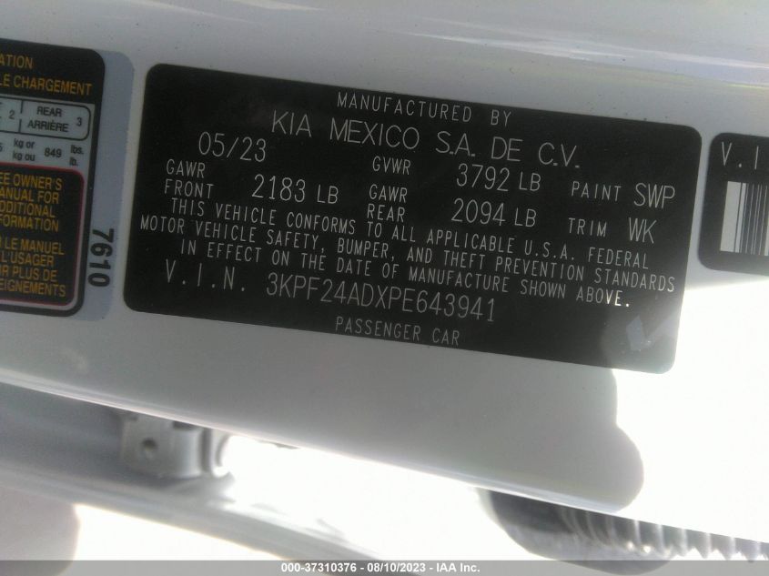 2023 KIA FORTE LXS - 3KPF24ADXPE643941