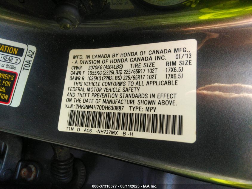 2013 HONDA CR-V EXL - 2HKRM4H70DH630887