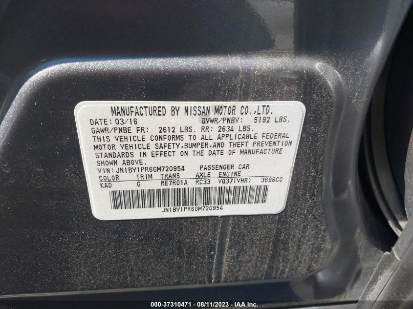 2016 INFINITI Q70L JN1BY1PR6GM720954