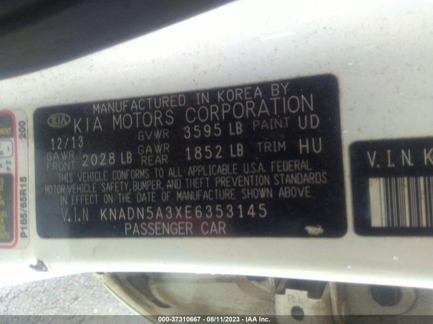 2014 KIA RIO EX - KNADN5A3XE6353145