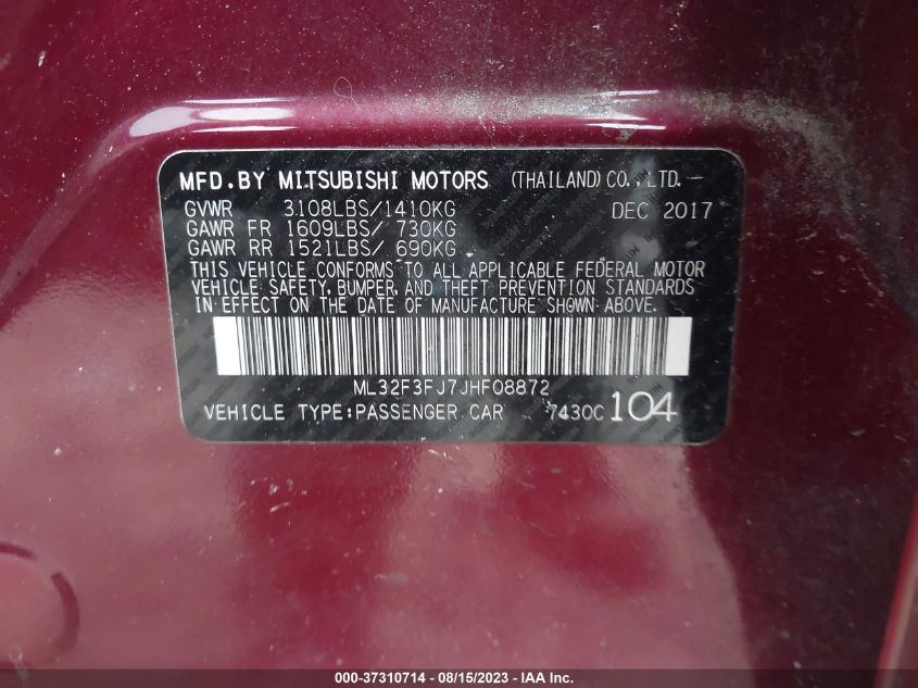 2018 MITSUBISHI MIRAGE G4 ES - ML32F3FJ7JHF08872
