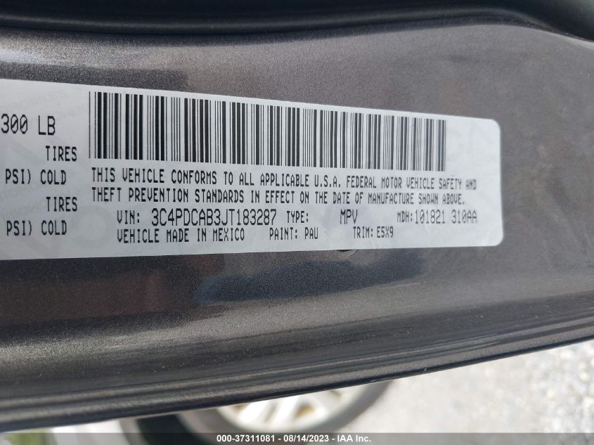 2018 DODGE JOURNEY SE - 3C4PDCAB3JT183287