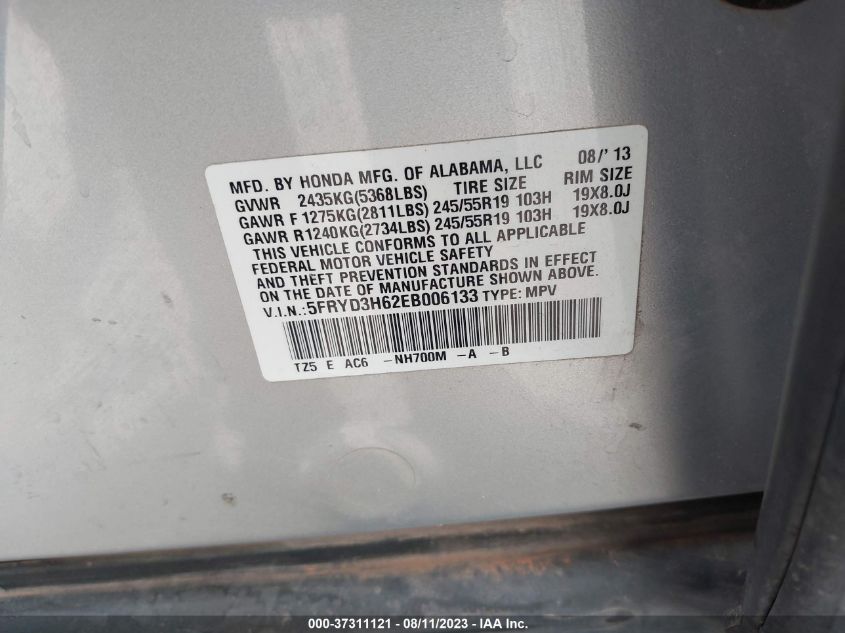 2014 ACURA MDX TECH/ENTERTAINMENT PKG - 5FRYD3H62EB006133