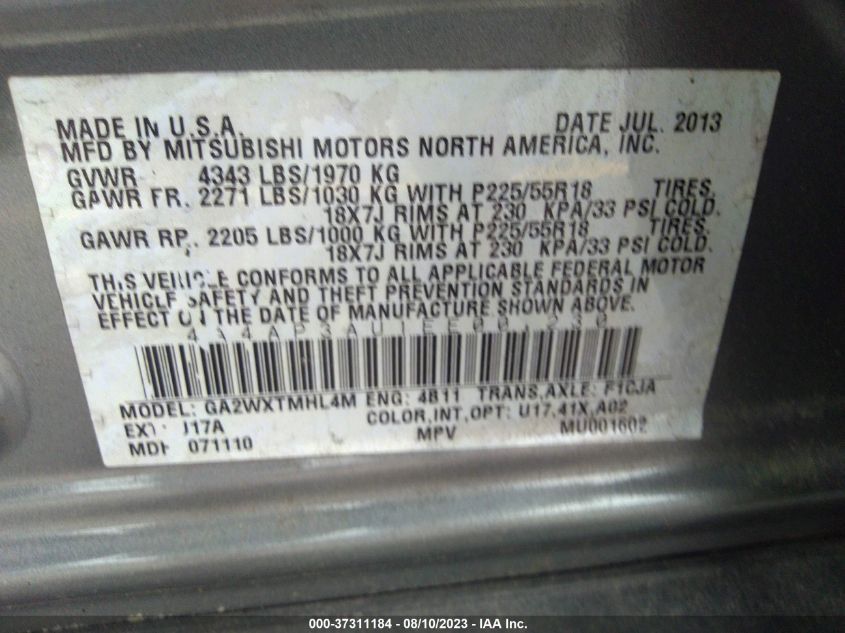 2014 MITSUBISHI OUTLANDER SPORT ES - 4A4AP3AU1EE001230