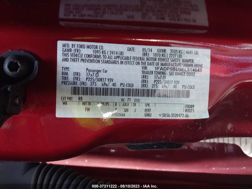 2014 FORD C-MAX HYBRID SEL - 1FADP5BU5EL514643