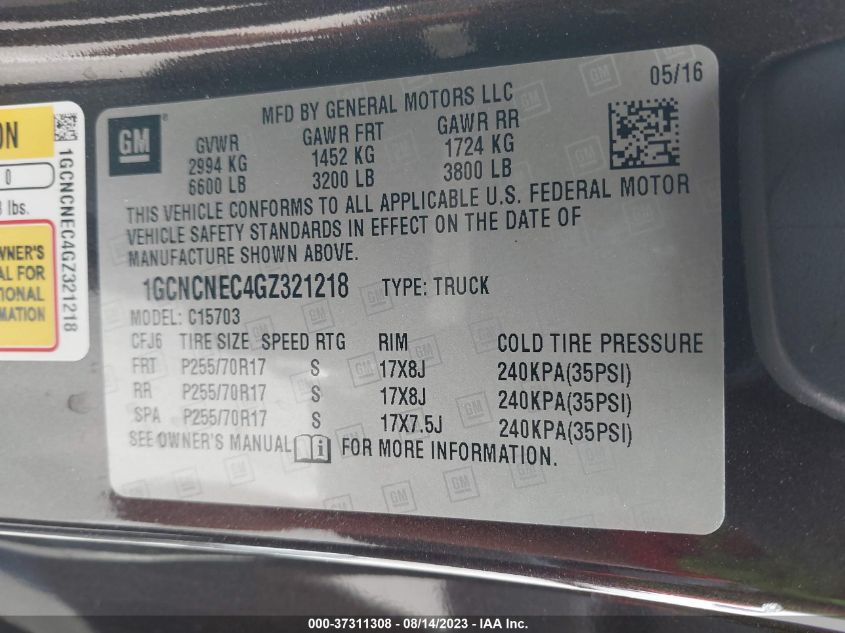 2016 CHEVROLET SILVERADO 1500 LS - 1GCNCNEC4GZ321218