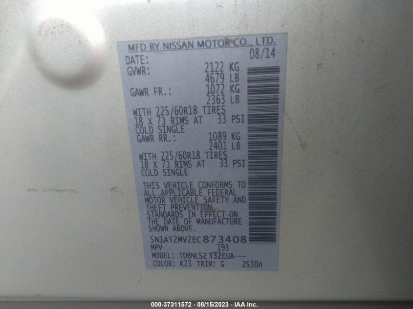 2014 NISSAN ROGUE SL - 5N1AT2MV2EC873408